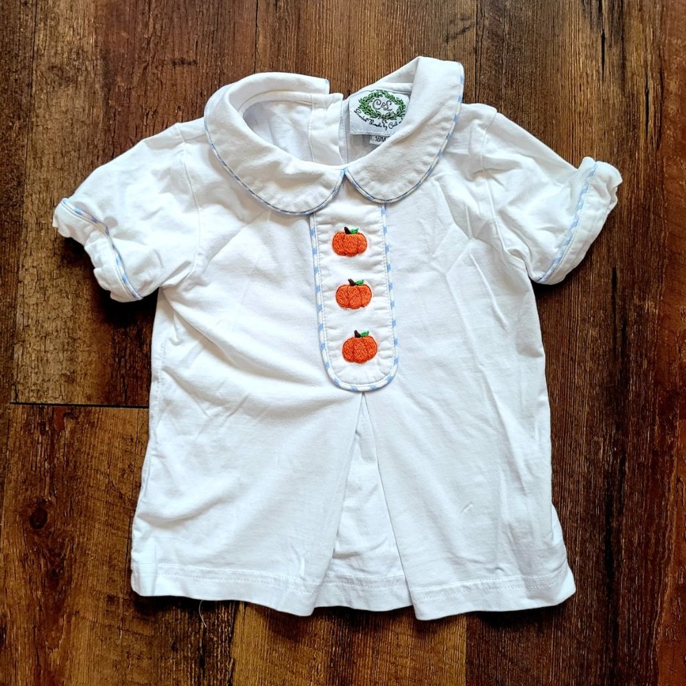Smocked Threads Pumpkin Embroidered top
